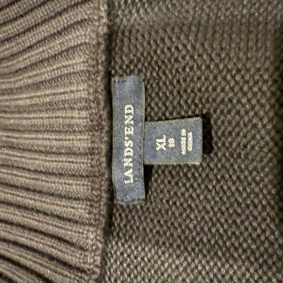 Lands End Vintage 100% Black Knit Full Zip Sweater SZ XL VGUC - Picture 6 of 11